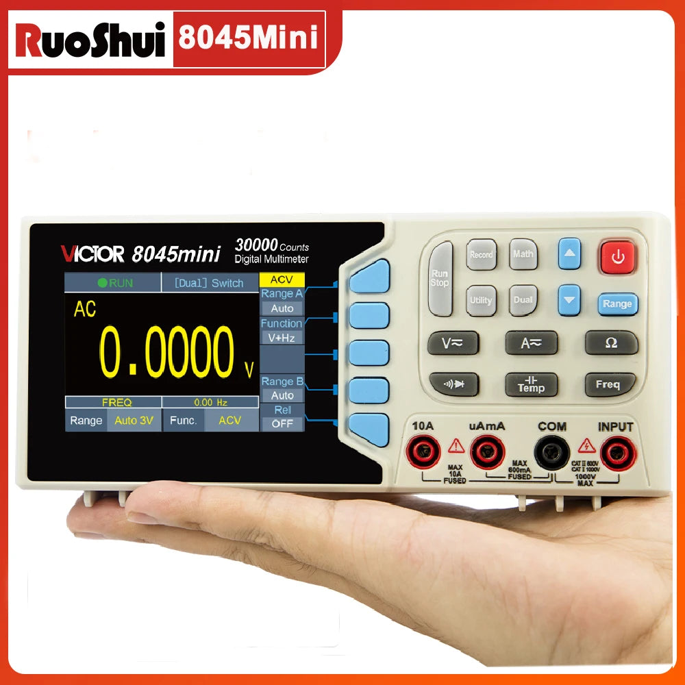 VICTMini Digital Multimeter 30000 Counts True RMS AC/DC 1000V Desktop Multimetro 300MHz Electrician Transistor Capacitance Test