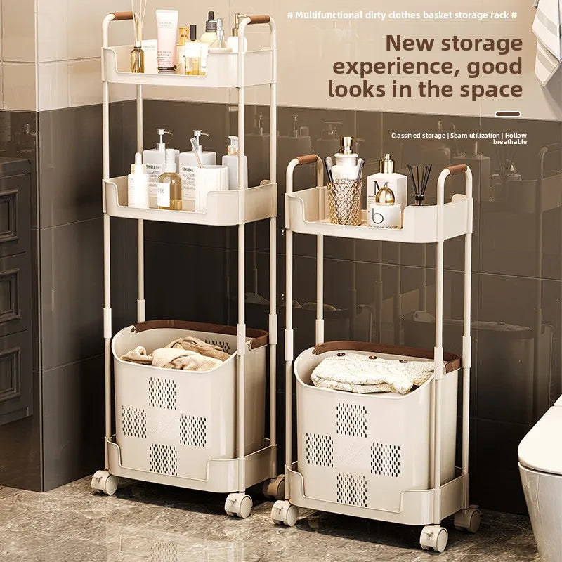 Multi-Functional Laundry Hamper for Home - Large Movable Clothes Basket with Storage Shelf, Bathroom Organizer & Sorting Rack