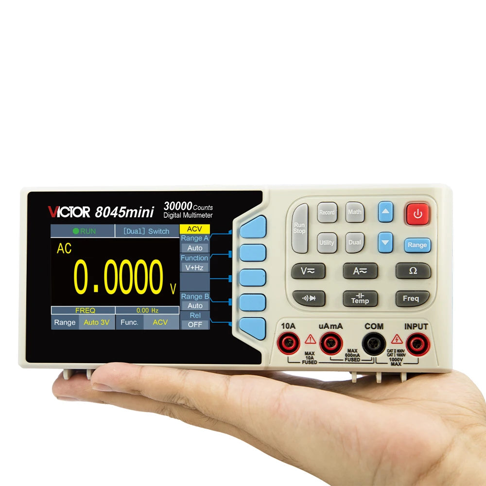 VICTMini Digital Multimeter 30000 Counts True RMS AC/DC 1000V Desktop Multimetro 300MHz Electrician Transistor Capacitance Test