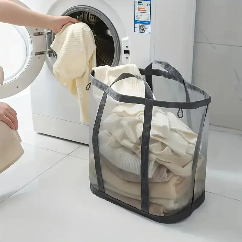 Laundry Hamper Nylon Mesh Laundry Basket Suitable for Bedroom Bathroom  Portable Independent Foldable Dirty Clothes Storage Bag