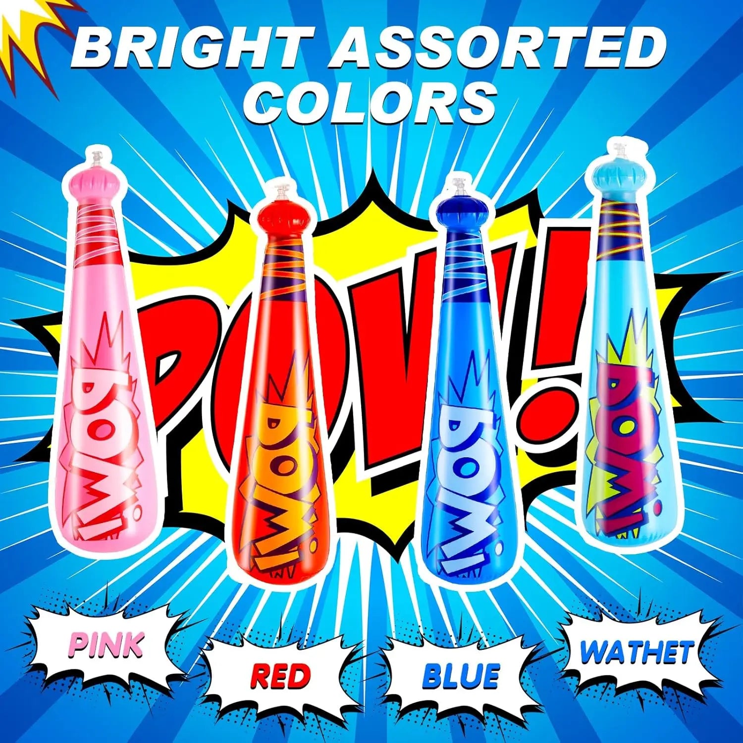 6/12Pcs Pow Inflatable Baseball Bats 17 Inch Inflatable Toy Bats for Kids Baseball Party Decoration Favor Beach And Pool Toys