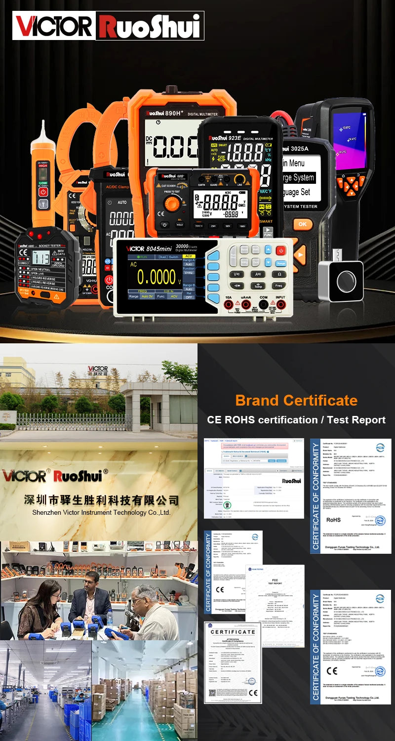 VICTMini Digital Multimeter 30000 Counts True RMS AC/DC 1000V Desktop Multimetro 300MHz Electrician Transistor Capacitance Test