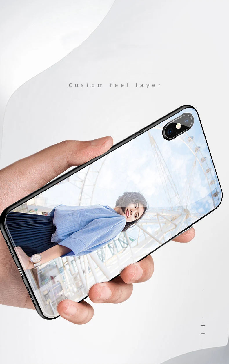 Custom Phone Cases For iPhone 16 16e 14 Pro Max 13 Mini 15 Plus Glass Silicone Cover Customized DIY Photo Personalized Pictures