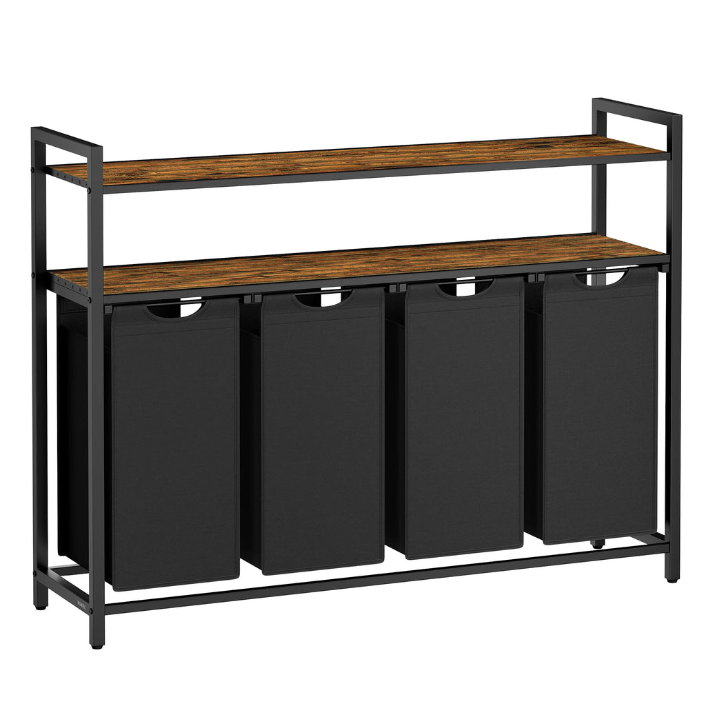 Laundry Hamper with 4 Pull-Out and Removable Laundry Bags Laundry Basket with Shelf