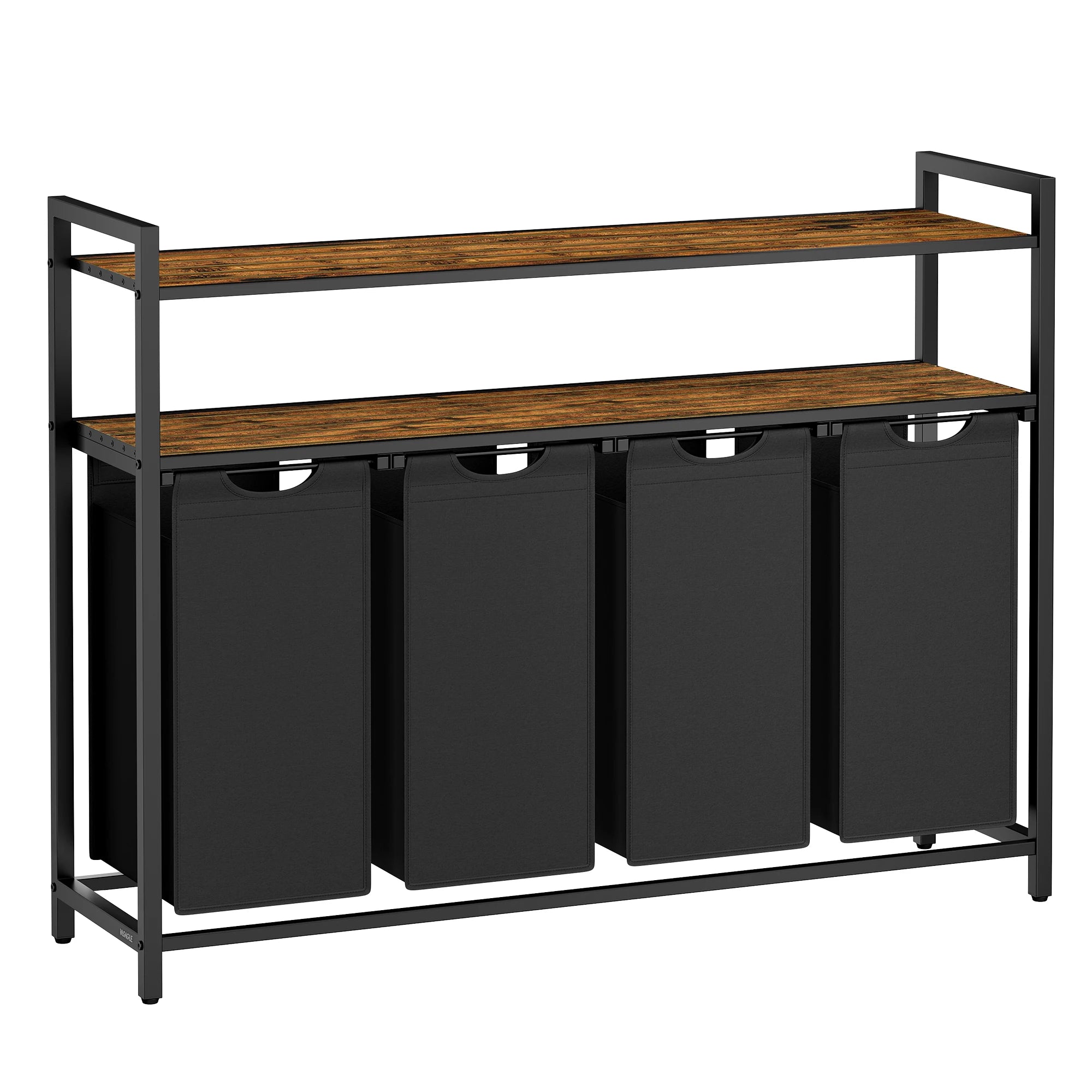 Laundry Hamper with 4 Pull-Out and Removable Laundry Bags Laundry Basket with Shelf