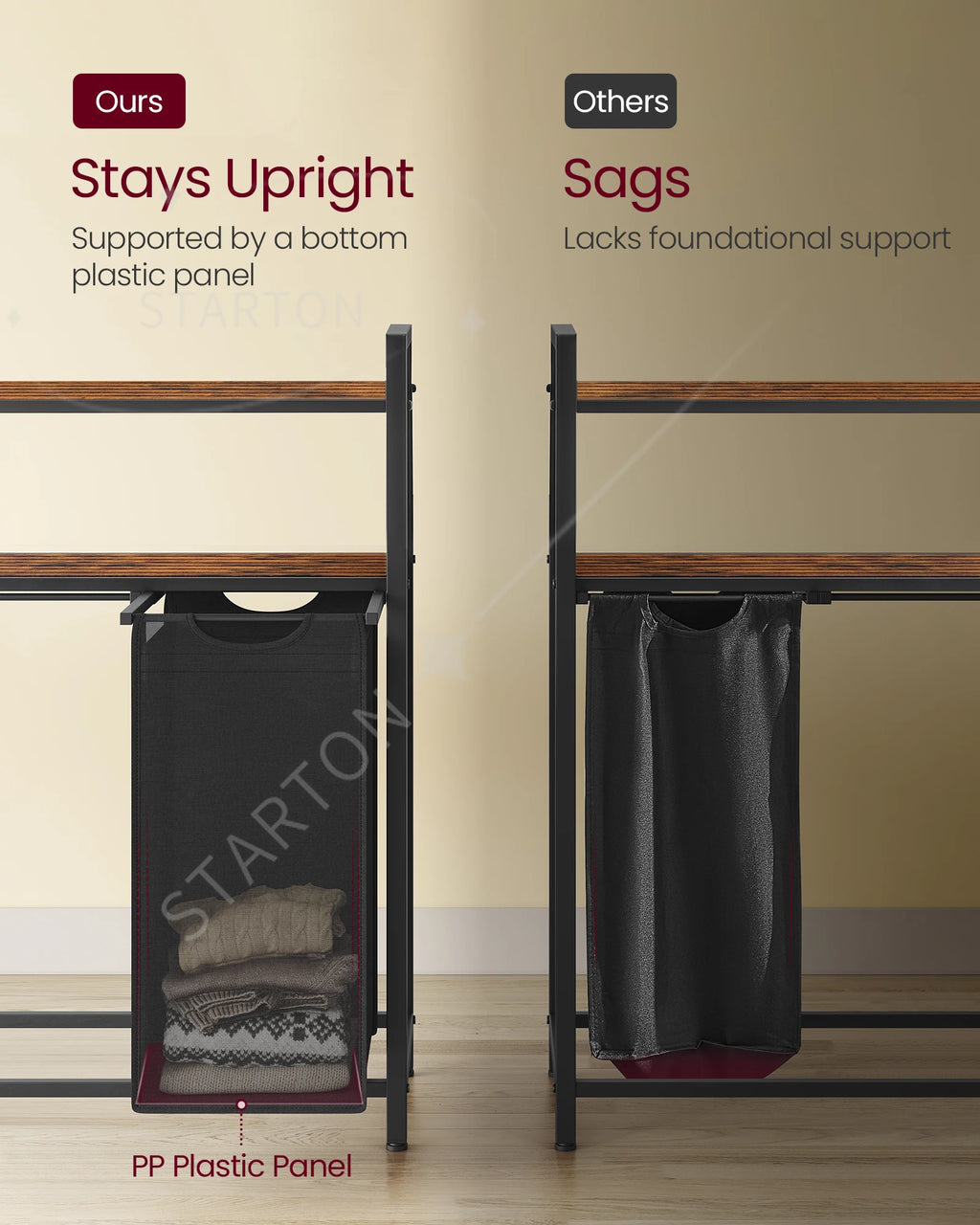 Laundry Hamper with 4 Pull-Out and Removable Laundry Bags Laundry Basket with Shelf