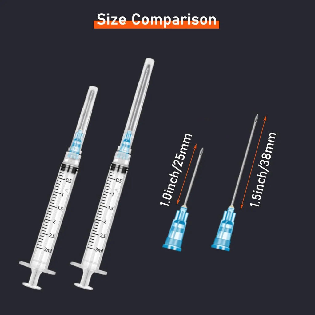 20 Pack 3ml Disposable Luer Lock Syringes with 23Ga 1 Inch Stainless Needle Individually Sealed Packed For Pet Farm Animal