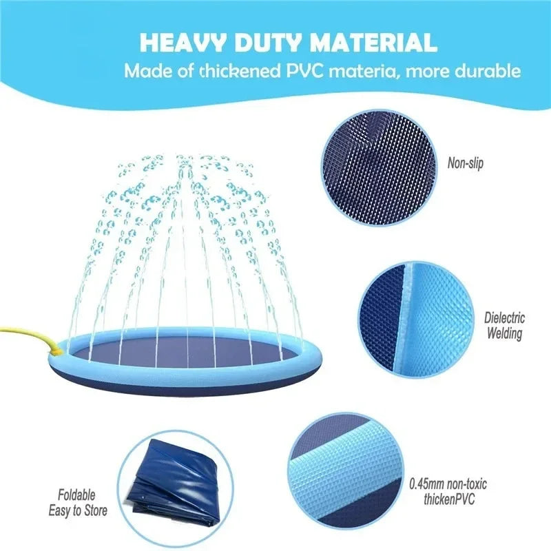 100/150/200cm Summer Pet Spray Pad Folding Inflatable Swimming Pool for Dogs Kids Outdoor Interactive Fountain Toys