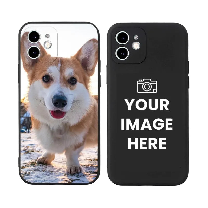 Custom Pictures Phone Case for iPhone Personalized Phone 17 16  Cases, Customized Photo Black Silicone Soft  Cover for Birthday