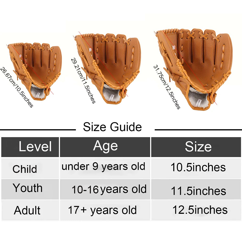 1pc Baseball&Softball Left Hand Gloves, 12.5in, Durable PU Leather, Gloves for Baseball Training and Games, Right Hand Throw