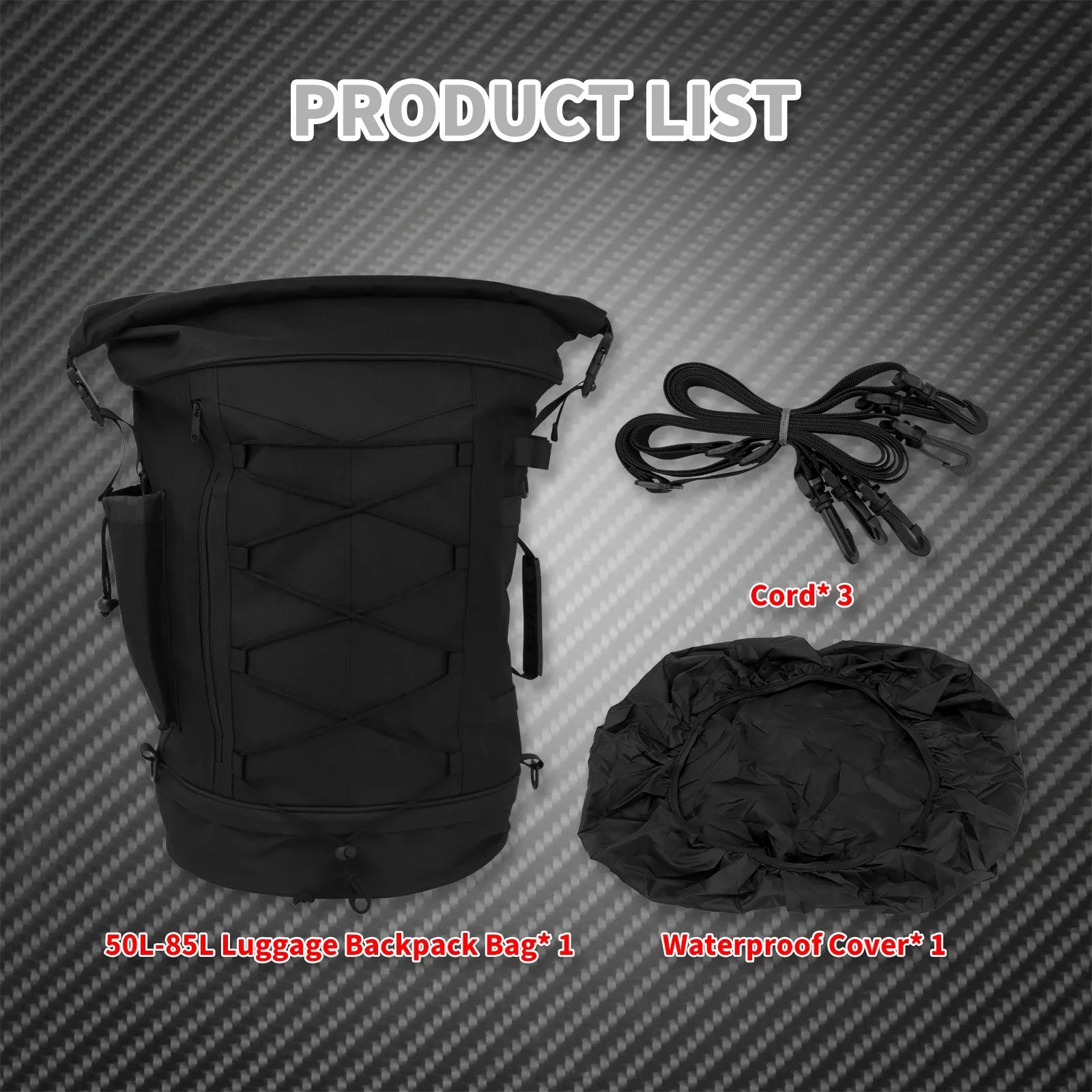 Motorcycle 50L-85L Luggage Backpack Sissy Bar Backrest Bag With Straps Expandable Tail Rack Bag Universal For Most Motorcycles