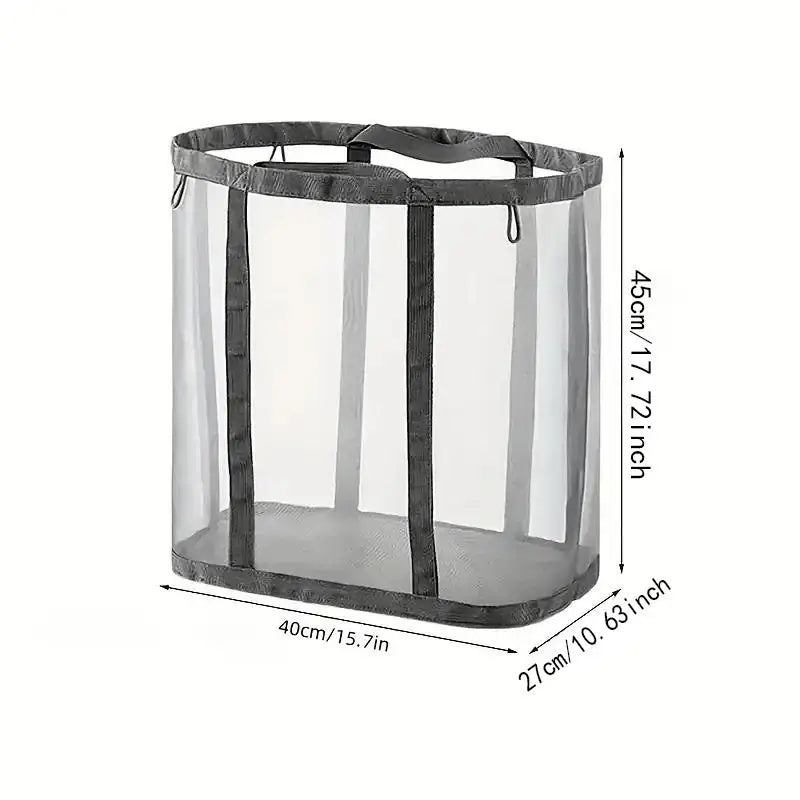 Laundry Hamper Nylon Mesh Laundry Basket Suitable for Bedroom Bathroom  Portable Independent Foldable Dirty Clothes Storage Bag