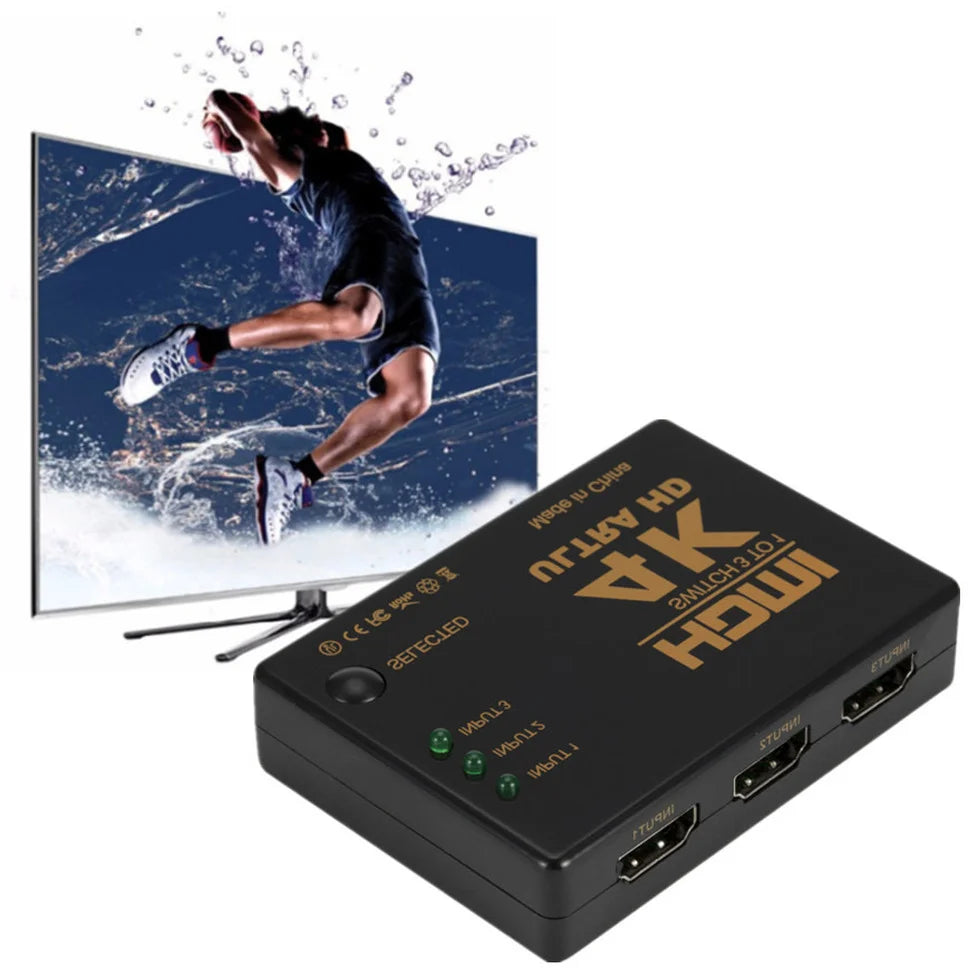 Grwibeou 3x1 4K HDMI Switch HD Video Switcher Adapter 3 Input 1 Output Port HDMI Splitter Hub for Xbox PS4 DVD HDTV PC Laptop TV