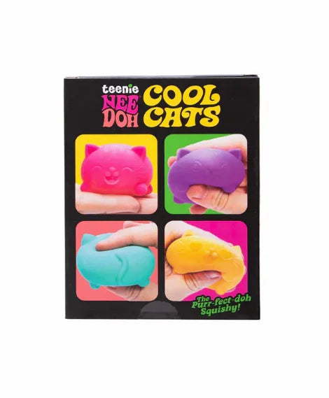 NeeDoh Teenie Cool Cats 4 Pack Adorable Mini Cat Fidget Toys Soft Squishy Stress Relief Sensory Squeeze Toys