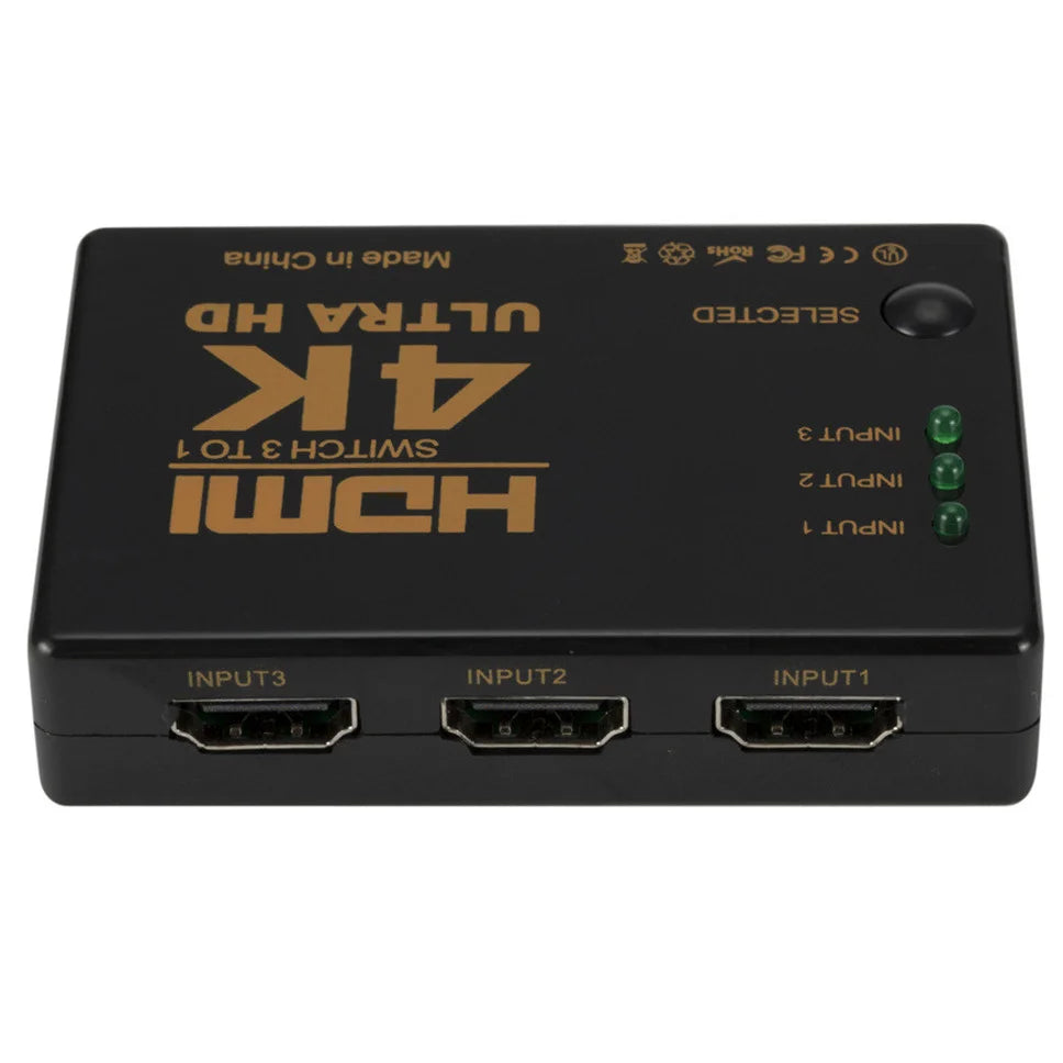 Grwibeou 3x1 4K HDMI Switch HD Video Switcher Adapter 3 Input 1 Output Port HDMI Splitter Hub for Xbox PS4 DVD HDTV PC Laptop TV
