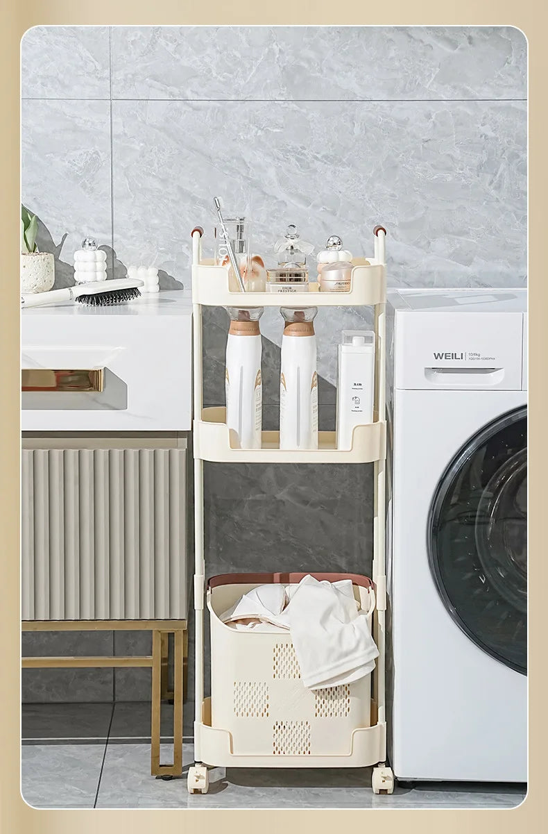 Multi-Functional Laundry Hamper for Home - Large Movable Clothes Basket with Storage Shelf, Bathroom Organizer & Sorting Rack