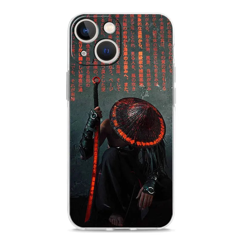 Phone Case For iPhone 17 Cases iPhone Air 16 15 12 13 14 Pro Max 7 8 Plus 16Pro iPhone11 Soft Cover Japanese Samurai Art