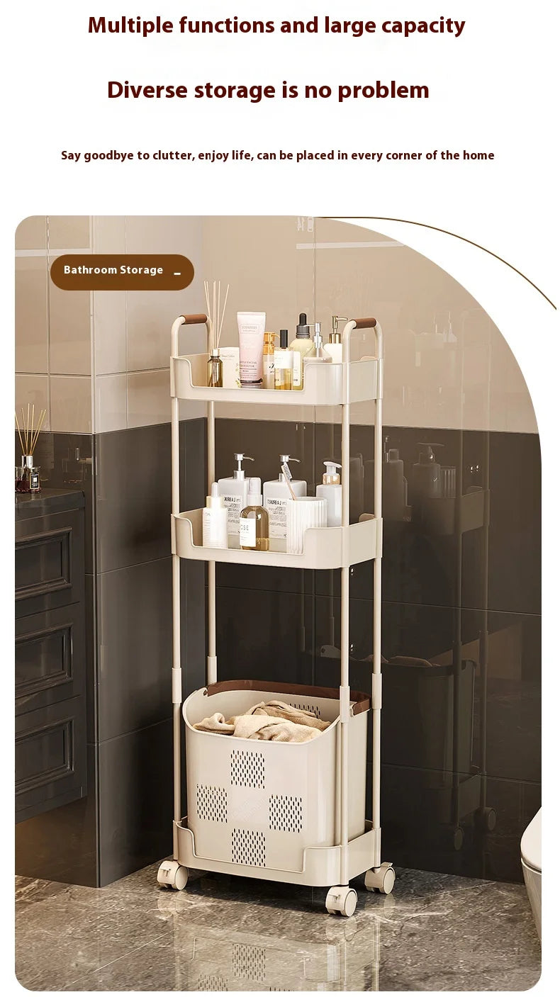 Multi-Functional Laundry Hamper for Home - Large Movable Clothes Basket with Storage Shelf, Bathroom Organizer & Sorting Rack