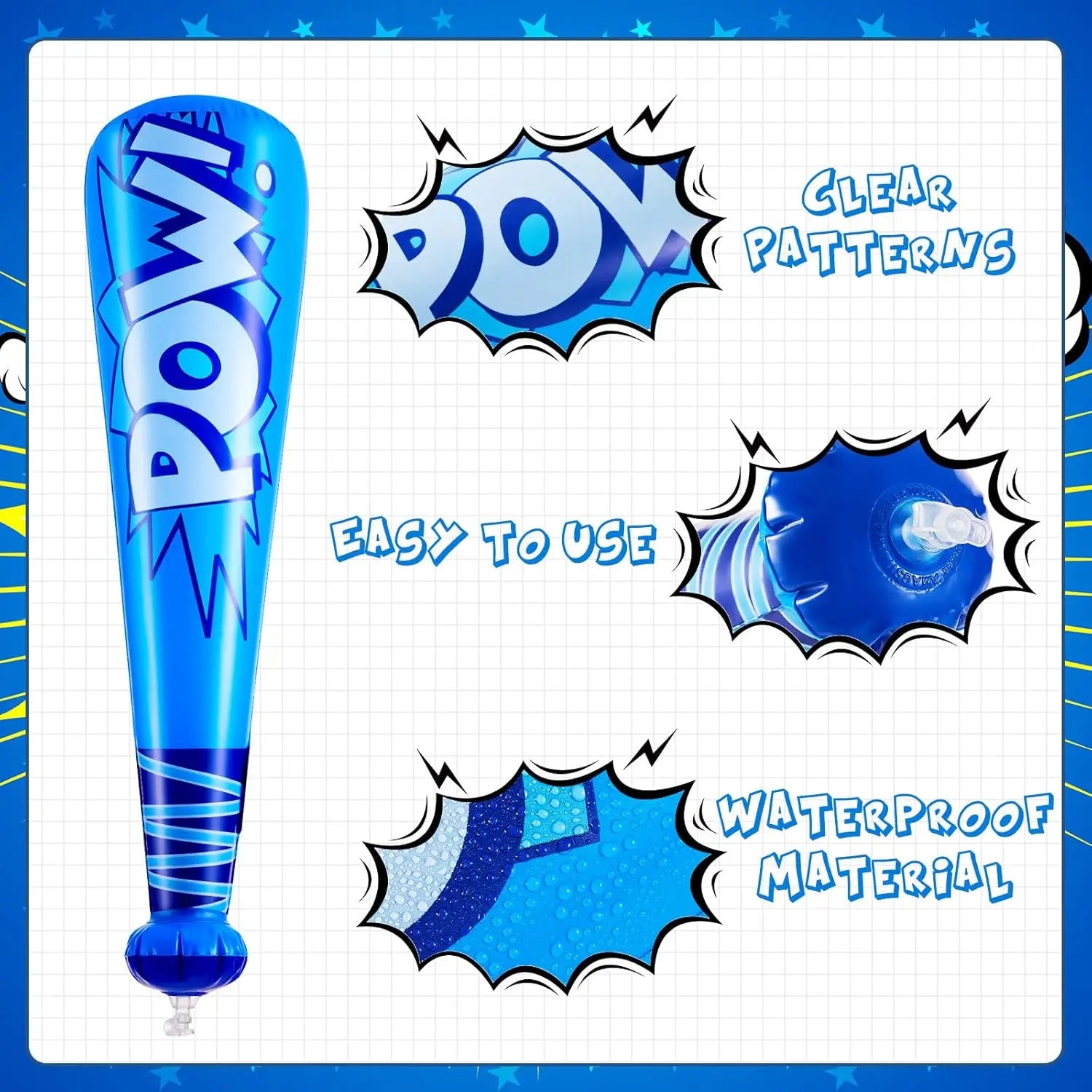 6/12Pcs Pow Inflatable Baseball Bats 17 Inch Inflatable Toy Bats for Kids Baseball Party Decoration Favor Beach And Pool Toys
