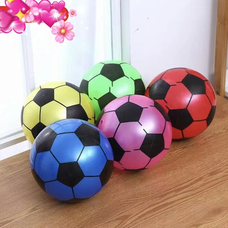 Children Soccer Ball Multicolor PVC Inflatable Hand Pat Football Sports Matches Training Outdoor Games Beach Elastic Balls