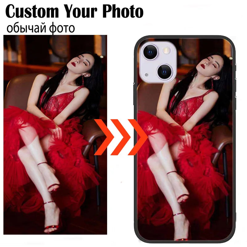 Custom Phone Cases For iPhone 16 16e 14 Pro Max 13 Mini 15 Plus Glass Silicone Cover Customized DIY Photo Personalized Pictures