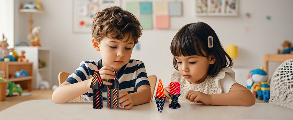 6 Pack Spiral Cone Fidget Toys 3D Printed Impossible Passthrough Pyramid Pillar Gourd Helix Screw Toys for Anxiety Relaxing