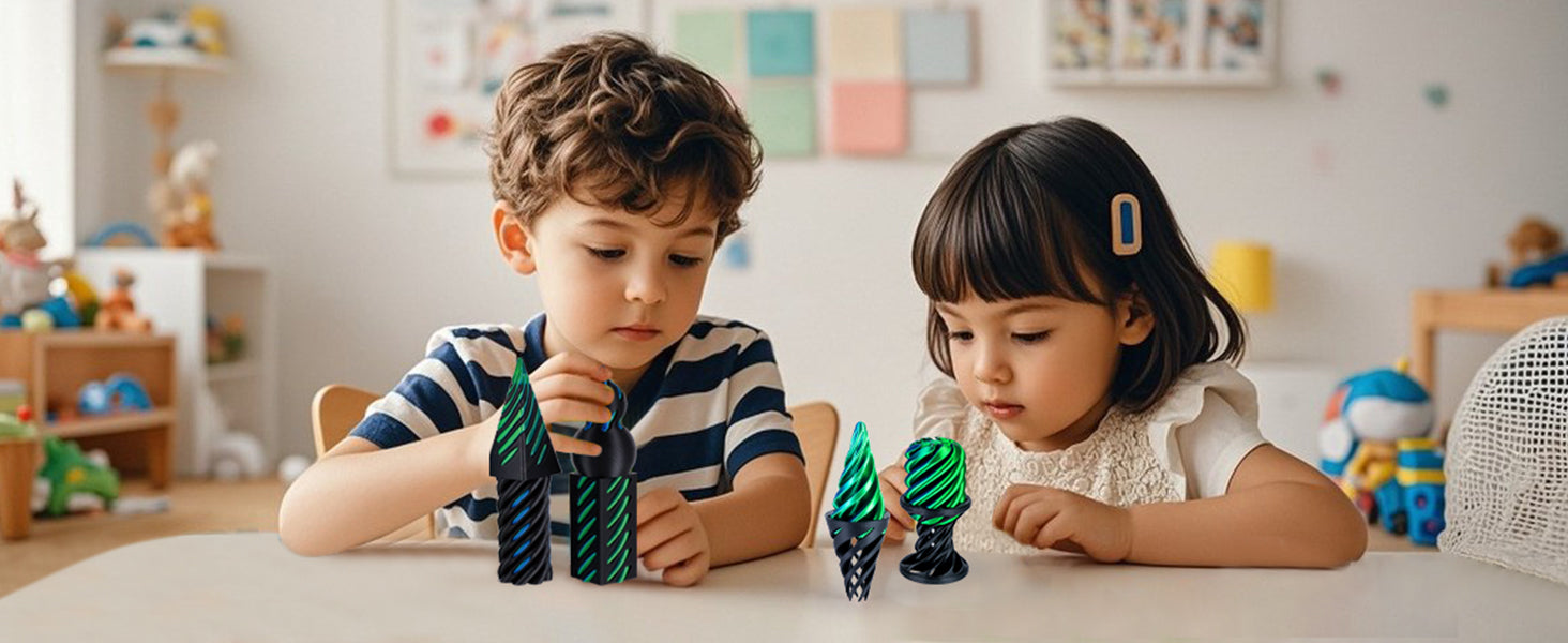 6 Pack Spiral Cone Fidget Toys 3D Printed Impossible Passthrough Pyramid Pillar Gourd Helix Screw Toys for Anxiety Relaxing