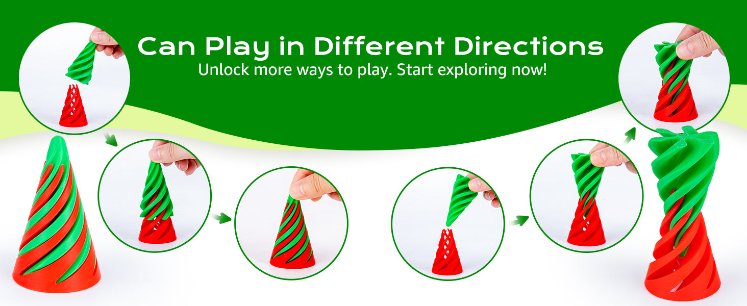 6 Pack Spiral Cone Fidget Toys 3D Printed Impossible Passthrough Pyramid Pillar Gourd Helix Screw Toys for Anxiety Relaxing